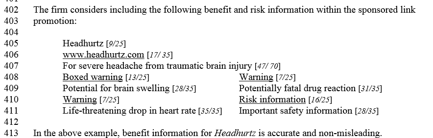 Headhurtz example Draft Guidance for Industry- Internet-Social Media Platforms with Character Space Limitations